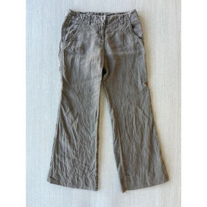 CAbi Wide Leg Flare Linen Pants Taupe Brown 4